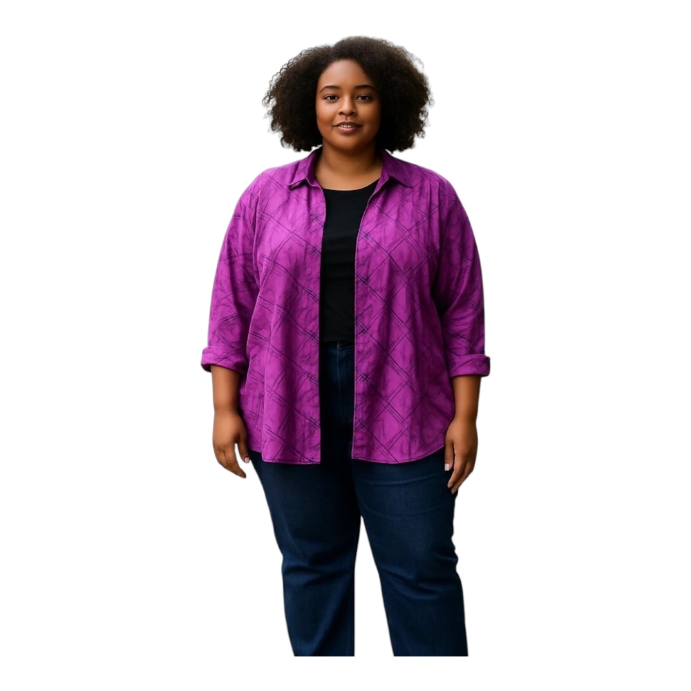 Coral Bay Plus Purple Button-Up Shirt